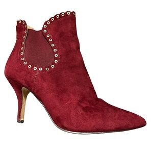 American Glamour Badgley Mischka Red Suede Booties Size 7.5